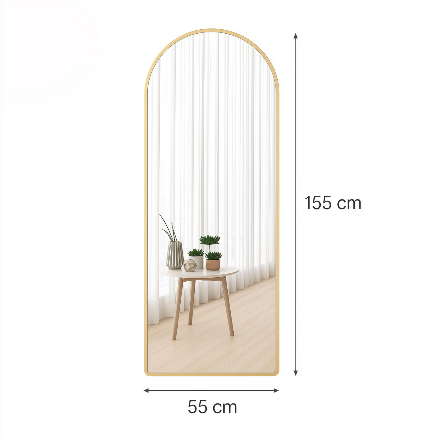 Milo - Væg-/gulv Spejl 155x55cm Guld