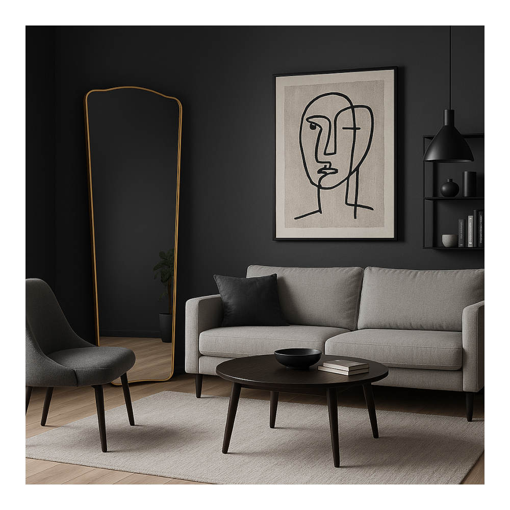 Nova - Væg-/gulv Spejl 155x55cm Guld