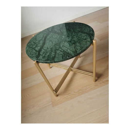 S&M - Marmor Sofabord Grøn m. Guld Krydsben
