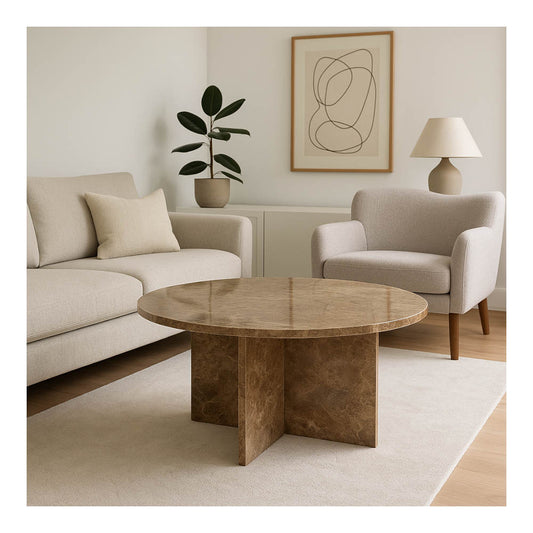 Steel & Marble - Krydsben Sofabord Emperador Light