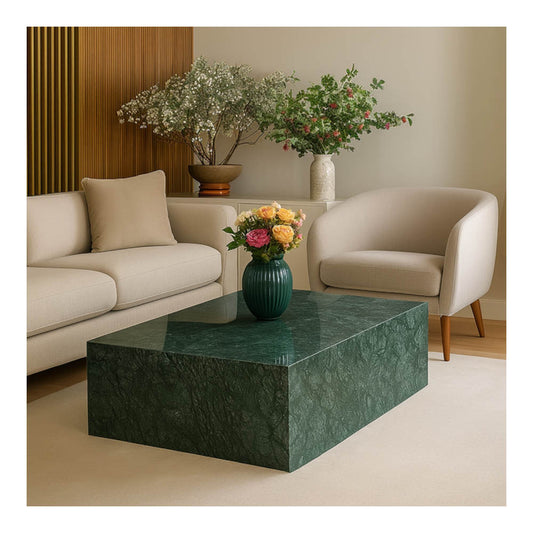 S&M - Kubik Marmor Sofabord 90x90cm Green Forest