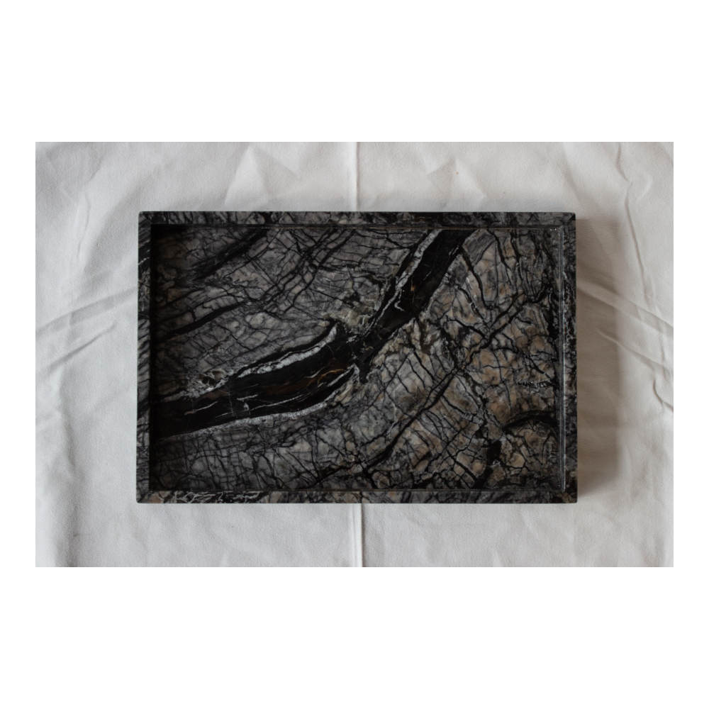S&M - Marmor Bakke med Kant 30x20cm Nero Marquina