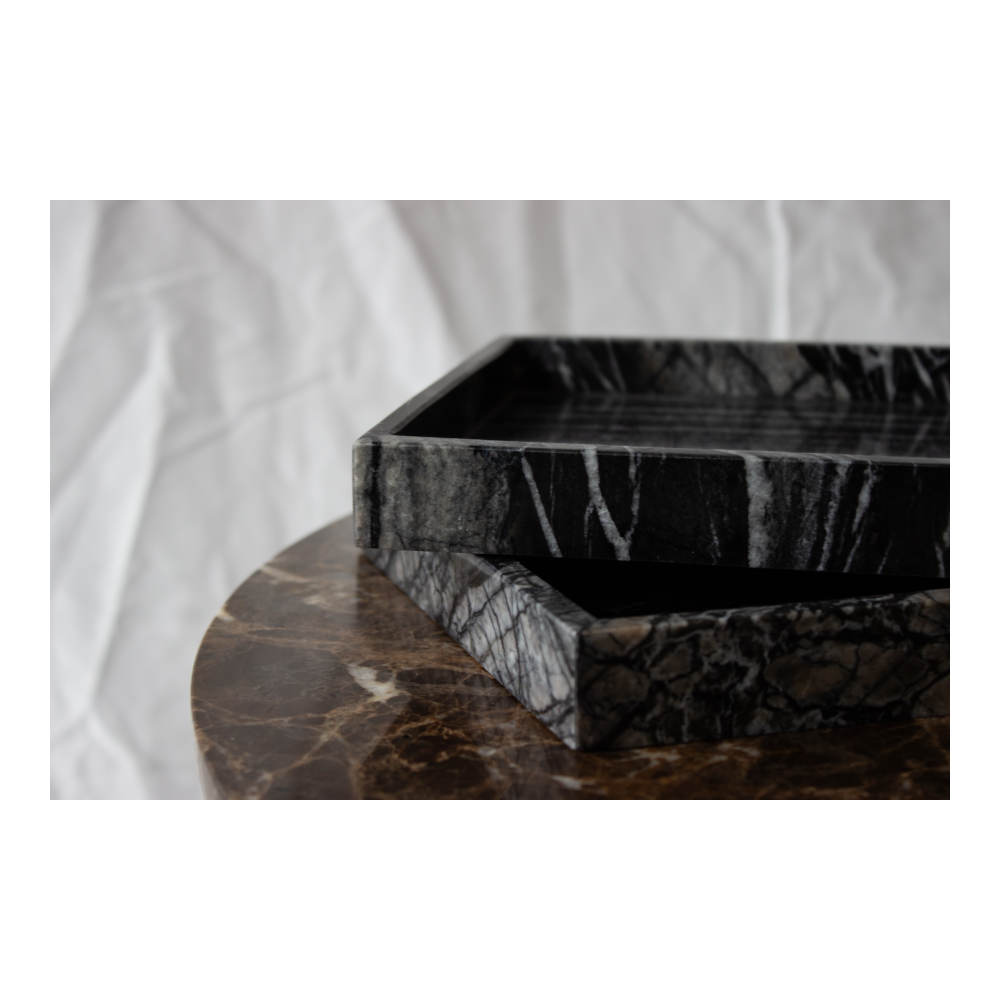 S&M - Marmor Bakke med Kant 30x20cm Nero Marquina