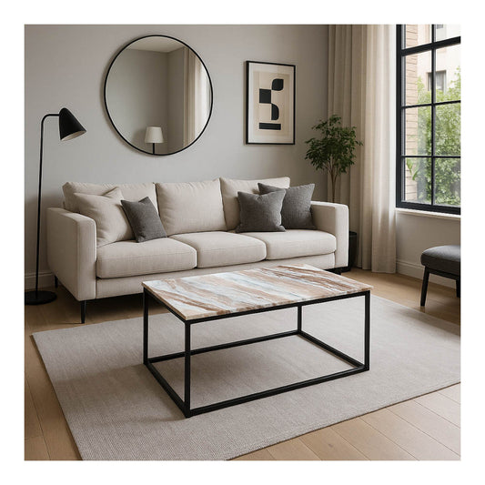 S&M - Marmor Sofabord 100x60cm Fantasy Brown