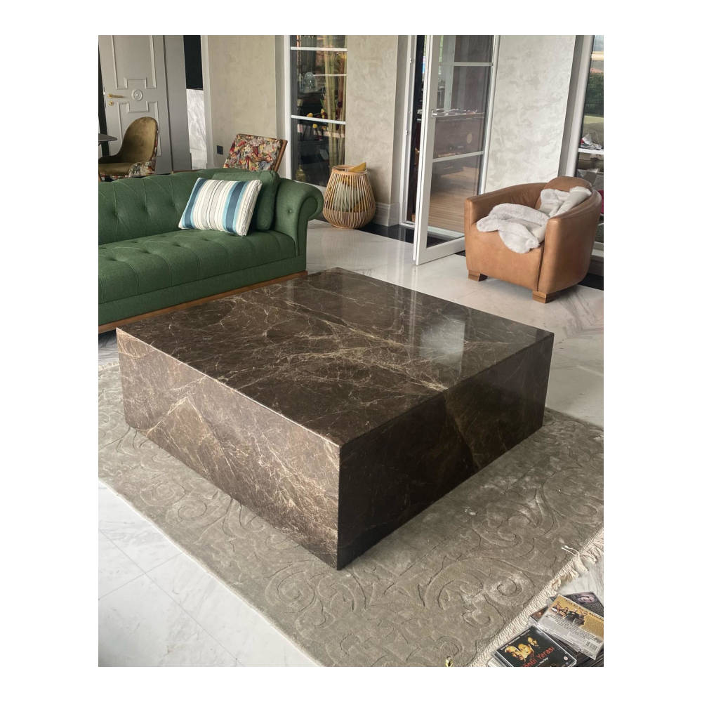 S&M - Marmor Sofabord 90x90cm Dark Emperador