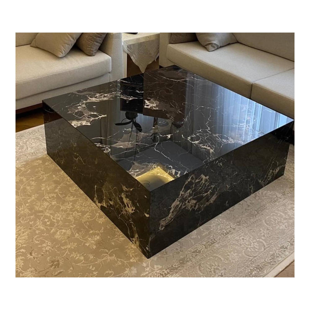 S&M - Marmor Sofabord 90x90cm Nero Marquina