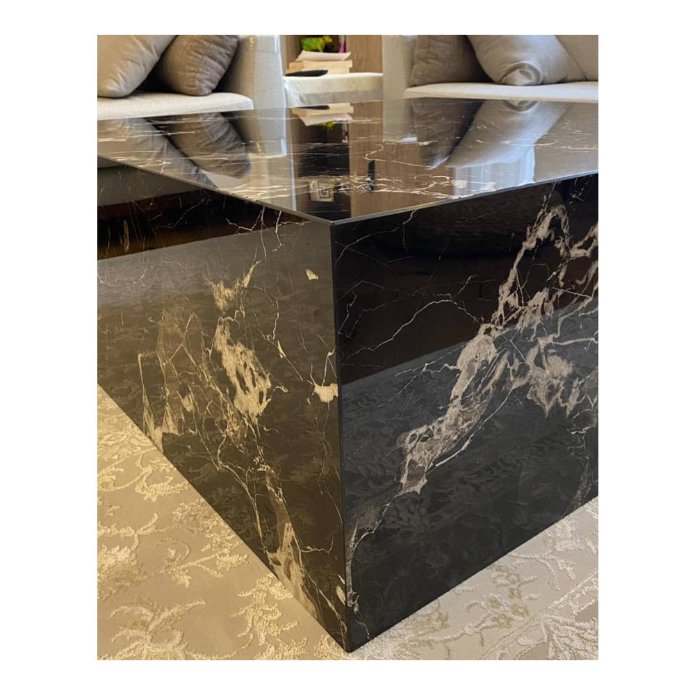 S&M - Marmor Sofabord 90x90cm Nero Marquina