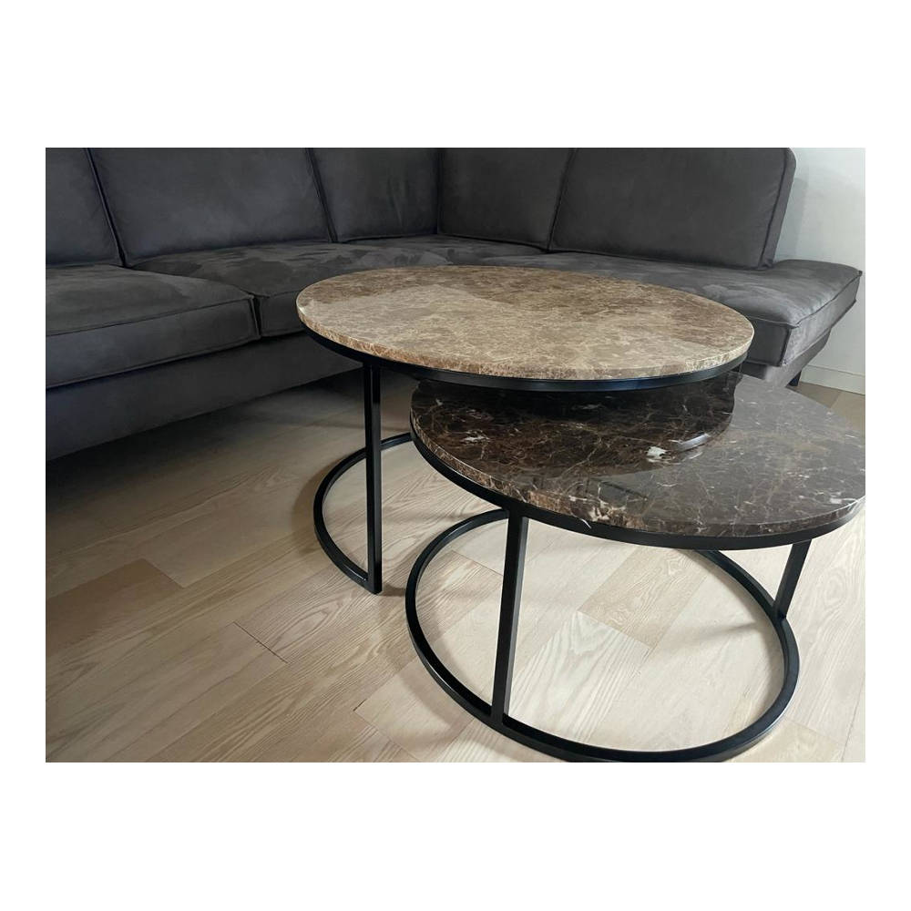 S&M - Marmor Sofabordssæt Dark/light