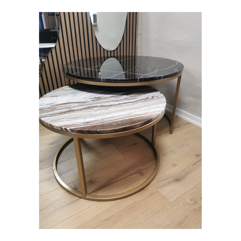 Steel & Marble - Marmor Sofabordssæt Sort/brun