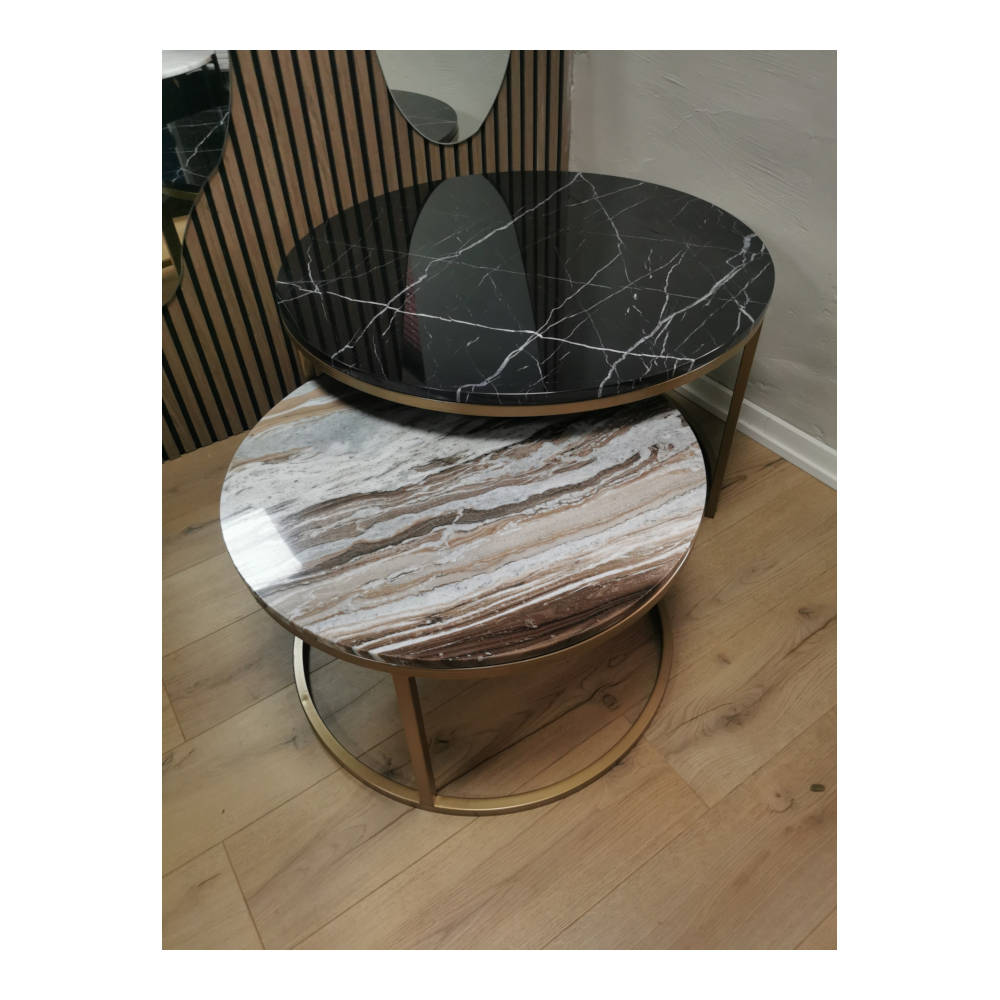 Steel & Marble - Marmor Sofabordssæt Sort/brun