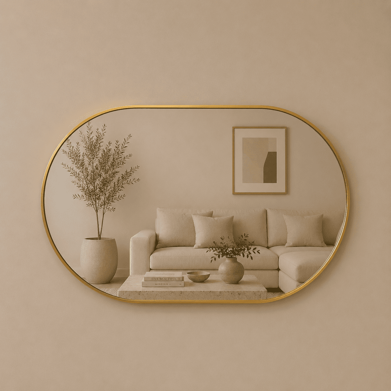 Alya - Vægspejl med Guld Kant 90x60cm