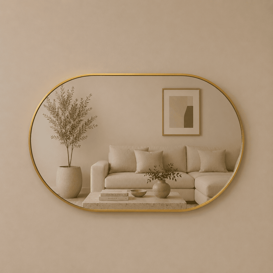 Alya - Vægspejl med Guld Kant 90x60cm