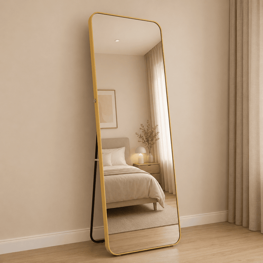 Rio - Væg-/gulv Spejl 150x40cm Guld