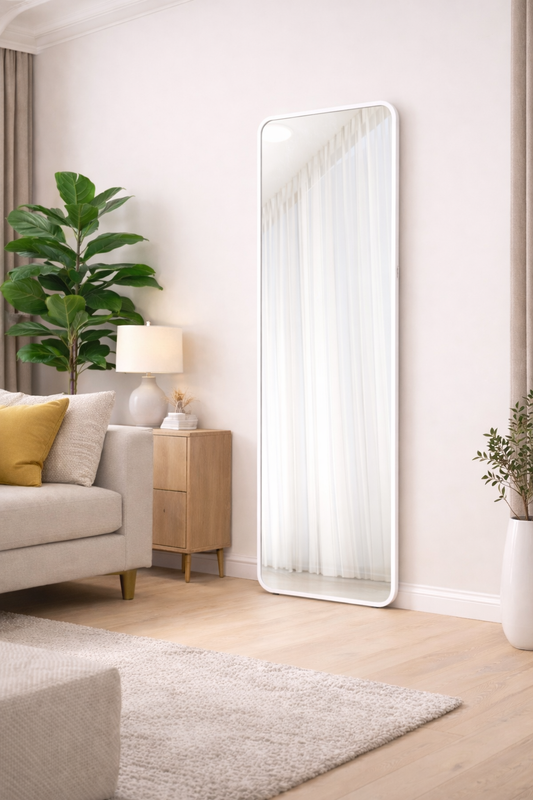 Rio - Væg-/gulv Spejl 150x40cm Hvid