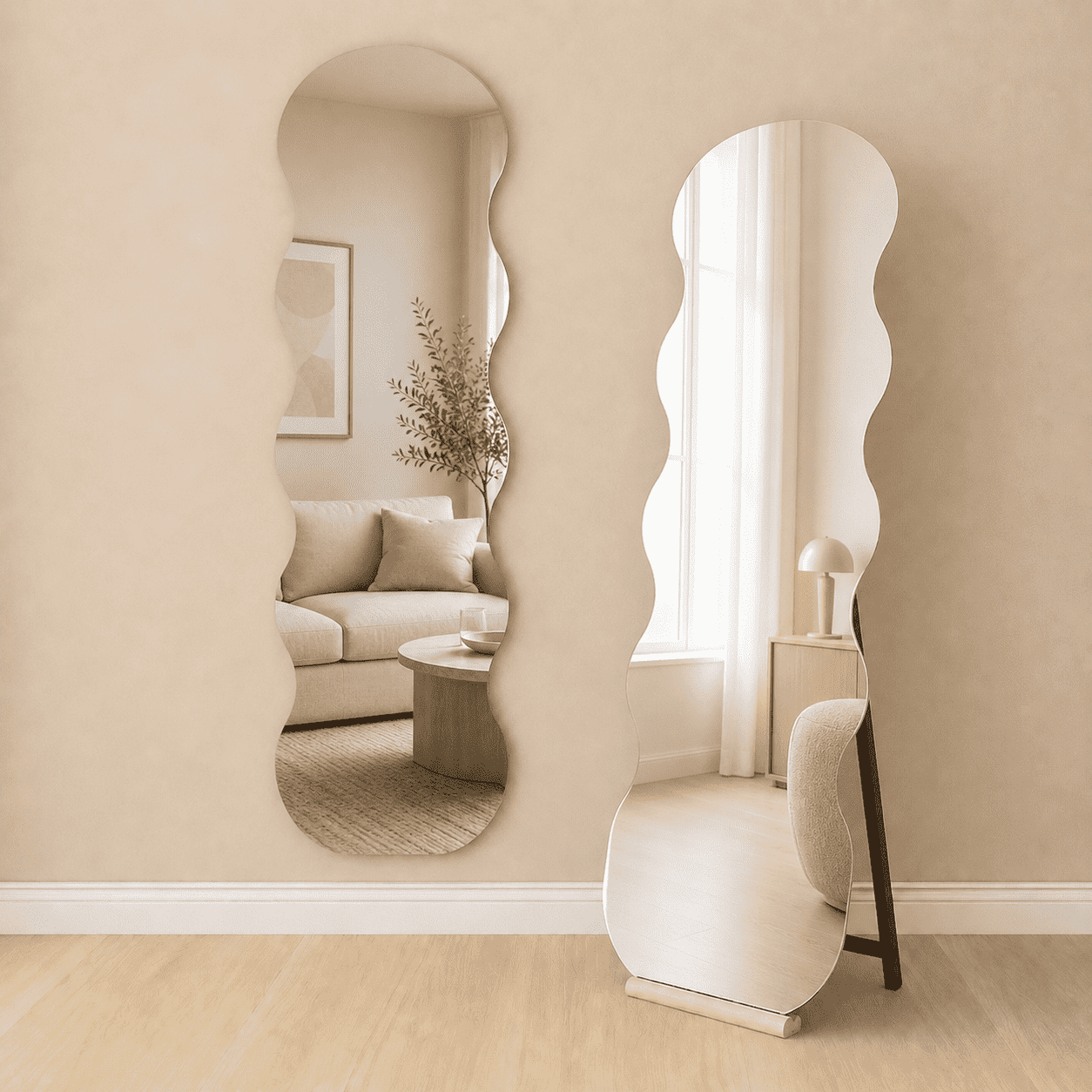 Bølge - Asymmetrisk Væg-/gulv Spejl 180x60cm