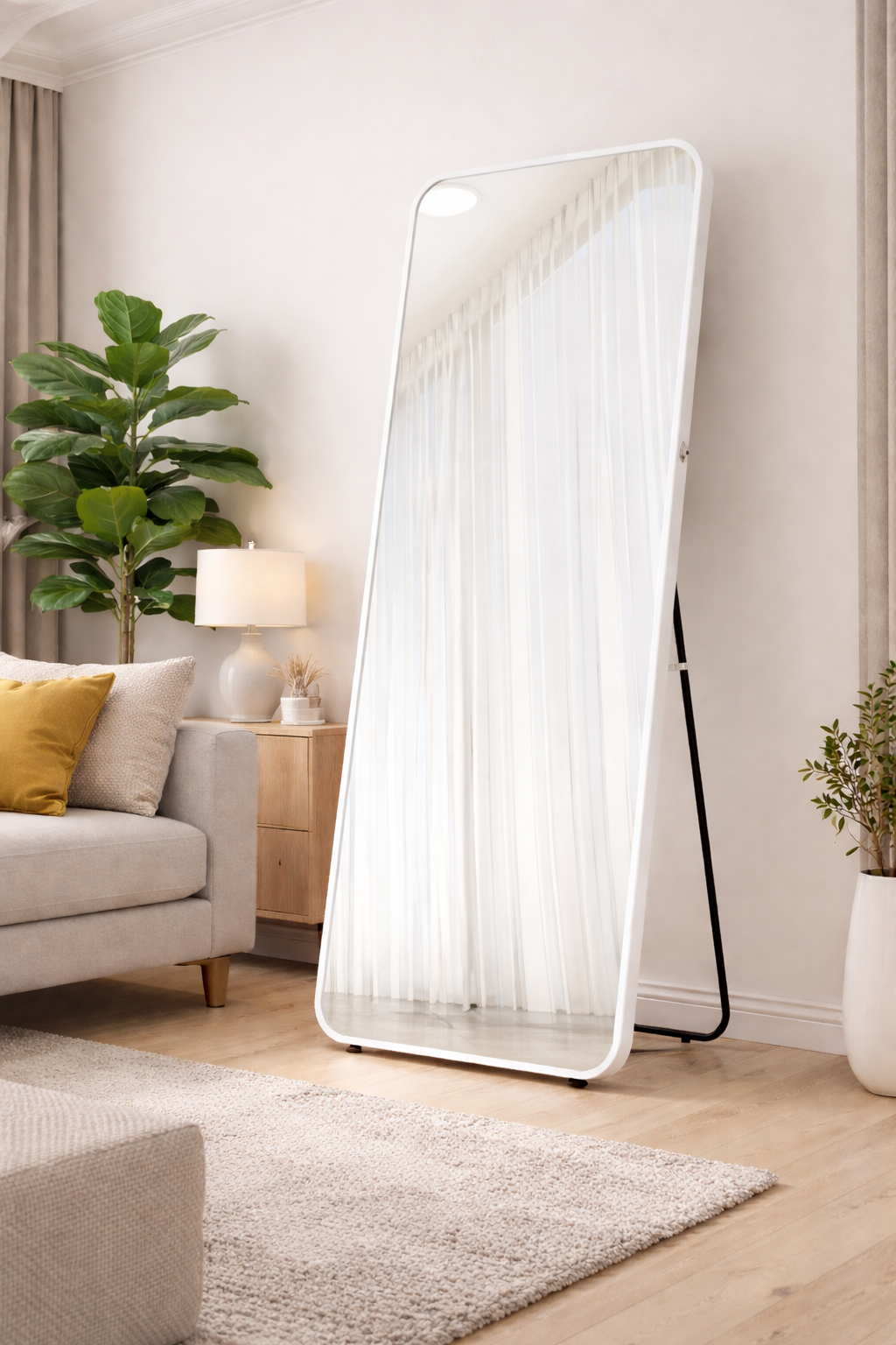 Rio - Væg-/gulv Spejl 150x40cm Hvid