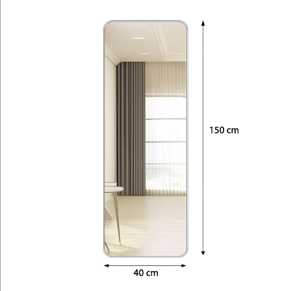Rio - Væg-/gulv Spejl 150x40cm Hvid