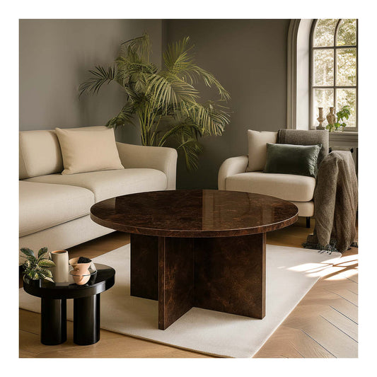 S&M - Krydsben Sofabord Emperador Dark