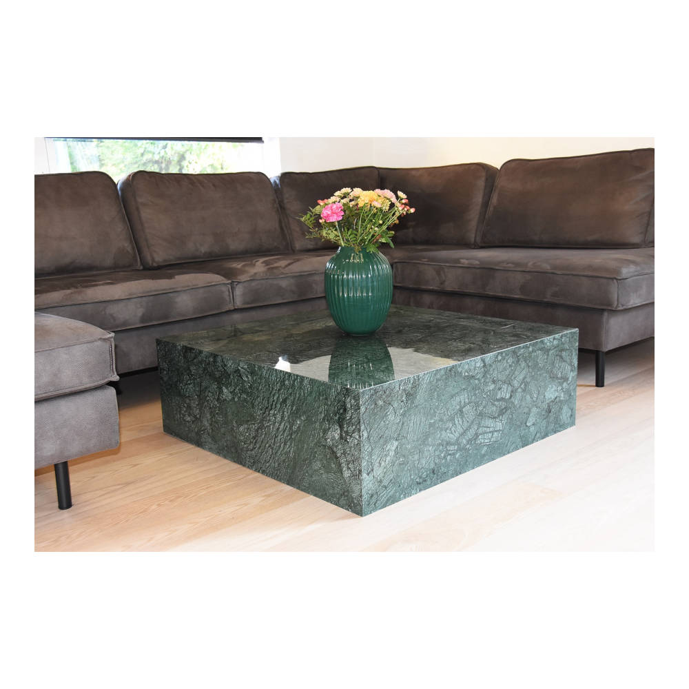 S&M - Kubik Marmor Sofabord 90x90cm Green Forest