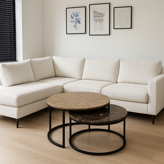 S&M - Marmor Sofabordssæt Dark/light