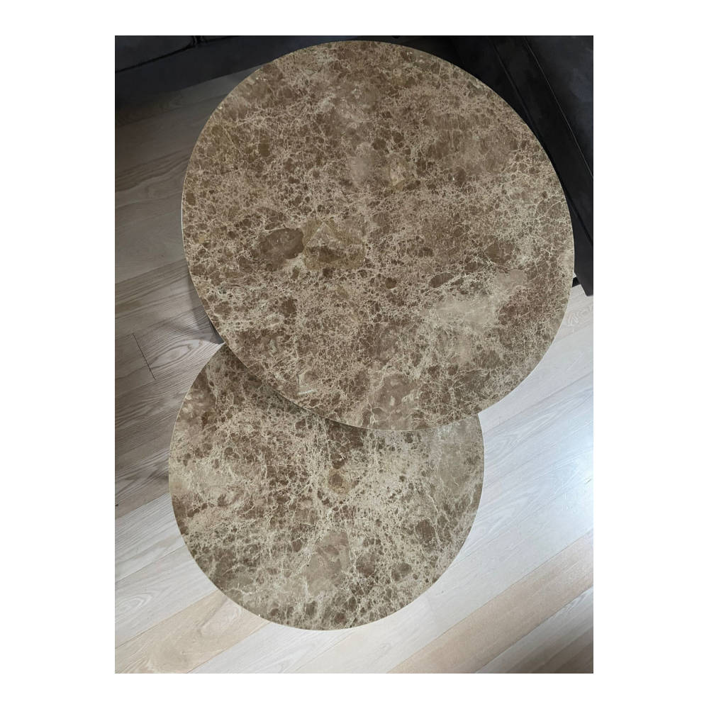 S&M - Marmor Sofabordssæt Ø90/Ø70cm Emperador Light