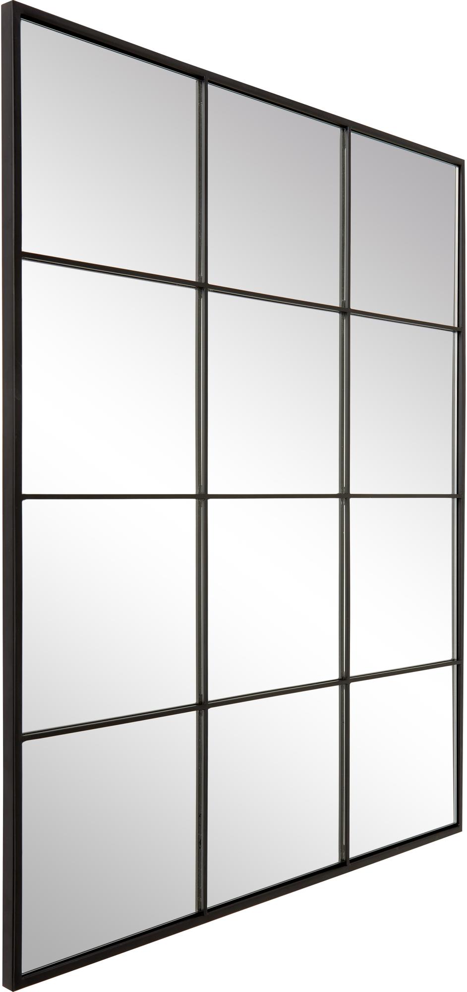 Newyorker spejle fremstillet af ægte stål med sort pulverlakeret finish. Stort spejl til gulvet eller væggen, kan hænges på begge led. Dette spejl er håndlavet.