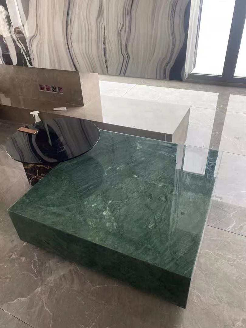 Kubik Green forest marmor sofabord